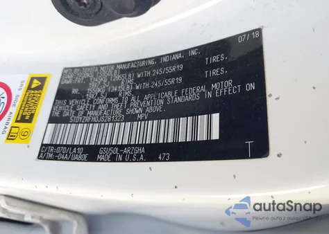 2018 Toyota Highlander Limited из США, поврежденный, VIN 5TDYZRFH0JS281323